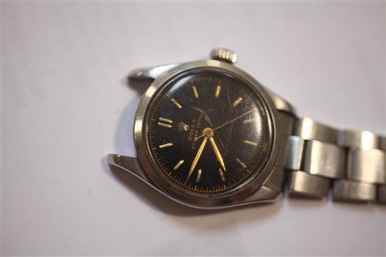 A gentlemans stainless steel Rolex Oyster Royal mid-size manual wind wrist watch,